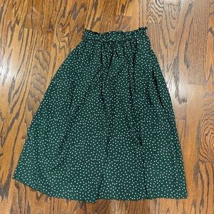 Green polka dot maxi skirt